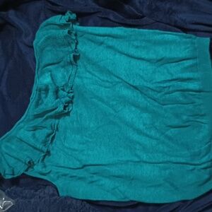 Victoria Secret NIP Md One Shoulder Ruffle Top Turquoise